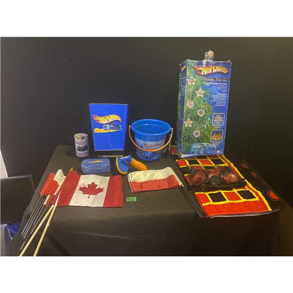 Beach towel checkers game, Hot wheels Christmas tree ornaments, Hot wheels containers, Canadian flag