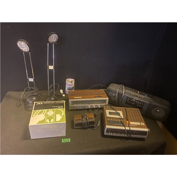 Sony ghetto blaster, cassette player, clock radios, headphones and more