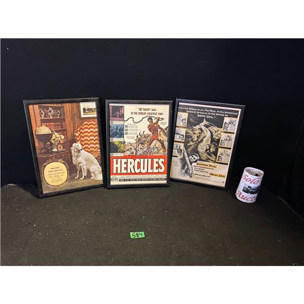 3 Framed wall art pieces