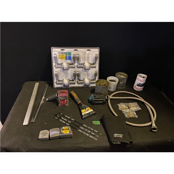 Passage door handles and assorted hand tools