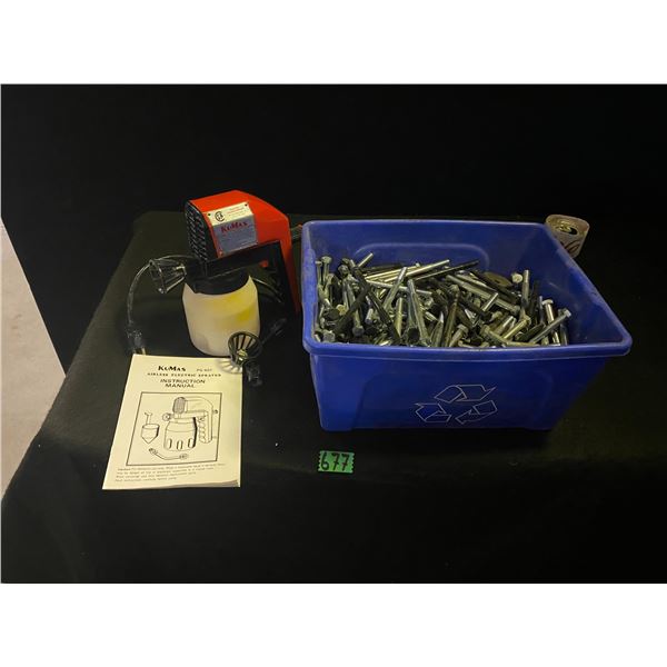 Kumas airless electric sprayer, and large box of nails