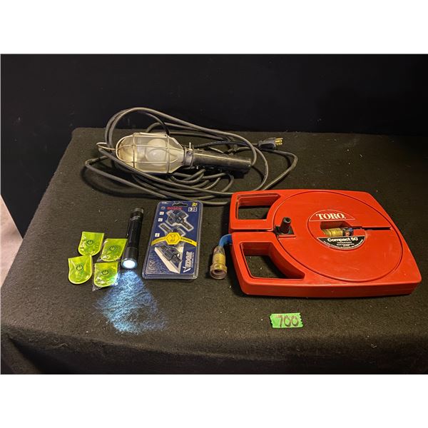 Toro lawn hose, trouble light, flash light and more
