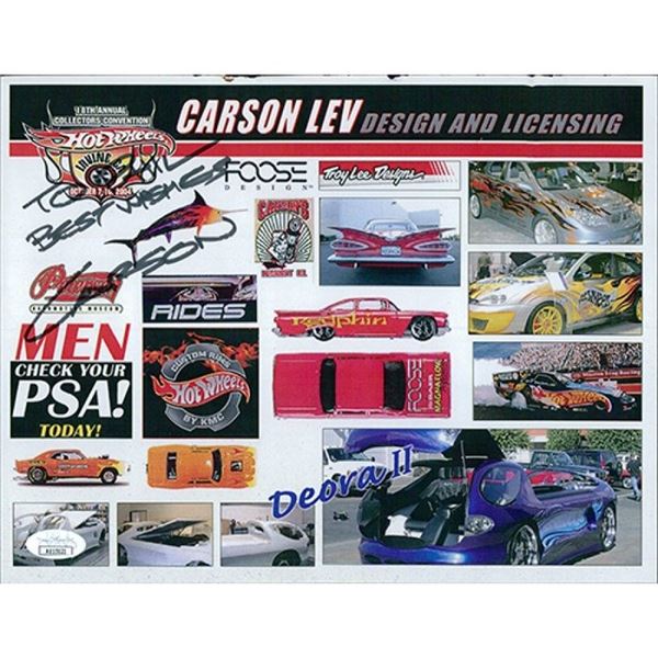 Hot Wheels Designer Carson Lev signed photo. JSA Authenticated