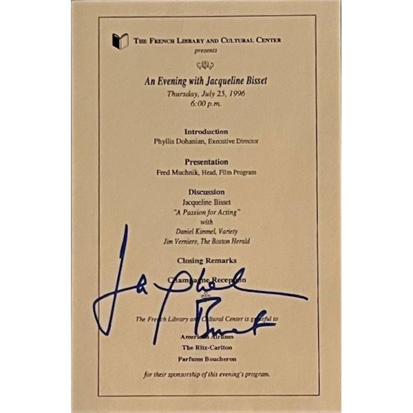 Bullit Jacqueline Bisset signed invitation