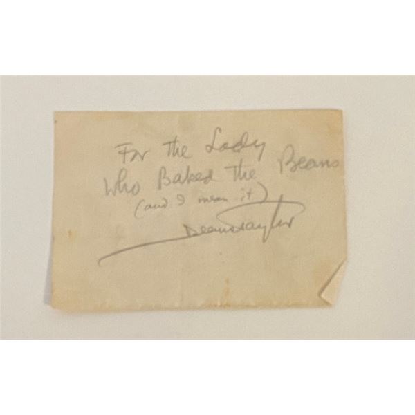 Music composer Deems Taylor signed note