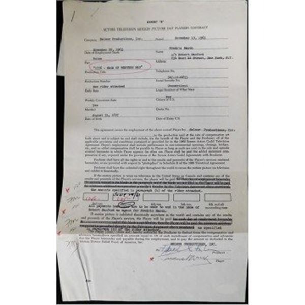 Dr Jekyll and Mr Hyde Fredric March Signed Typed Contract Saga Of Western Man JSA Authenticated