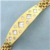 Image 1 : Designer 3ct Square Emerald and Round Diamond Bracelet in 18k Yellow Gold