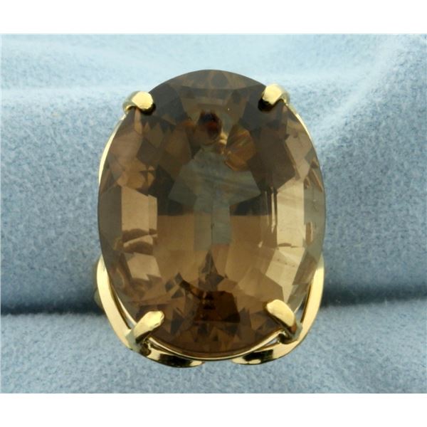 40ct Smokey Topaz Statement Ring in 18k Yellow Gold