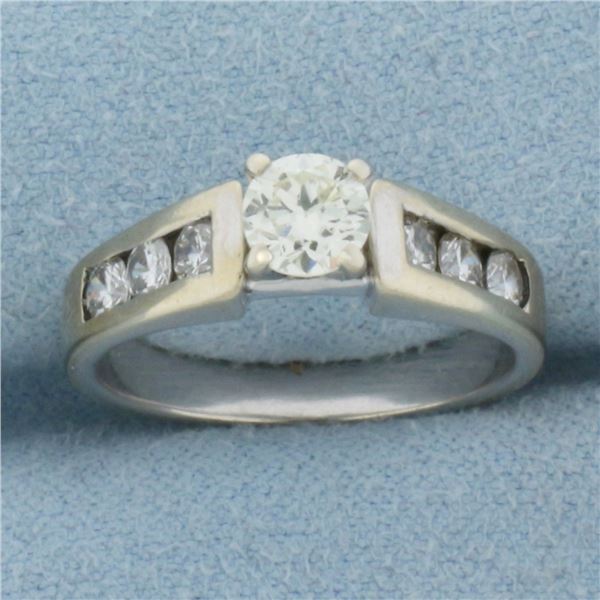 Round Brilliant Diamond Engagement Ring in 14K White Gold