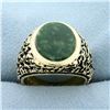Image 1 : Vintage Jade Statement Ring in 14K Yellow Gold
