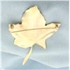 Image 2 : Maple Leaf Diamond Brooch Pin in 14K Yellow Gold