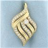 Image 1 : Abstract Wave Design Diamond Pendant in 14K Yellow Gold