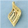 Image 2 : Abstract Wave Design Diamond Pendant in 14K Yellow Gold