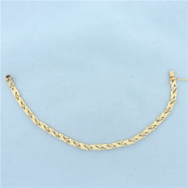 Diamond Cut Nugget Link Bracelet in 14K Yellow Gold