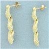 Image 2 : Diamond Cut Dangle Earrings in 14k Yellow Gold
