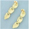 Image 3 : Diamond Cut Dangle Earrings in 14k Yellow Gold