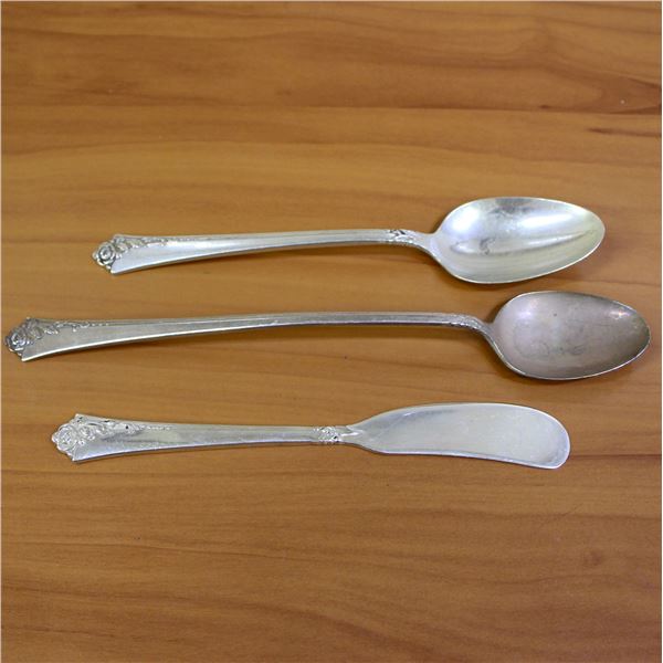 Oneida Heirloom Damask Rose Sterling Silver Flatware Set of 3