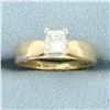 Image 1 : Solitaire Princess Diamond Engagement Ring in 14K Yellow Gold