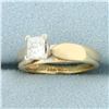 Image 2 : Solitaire Princess Diamond Engagement Ring in 14K Yellow Gold