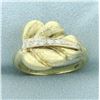 Image 1 : Diamond Leaf Ring in 14K Yellow and White Gold