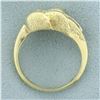 Image 3 : Diamond Leaf Ring in 14K Yellow and White Gold