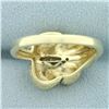 Image 4 : Diamond Leaf Ring in 14K Yellow and White Gold