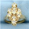 Image 1 : Vintage Diamond Cocktail Statement Ring in 14K Yellow Gold