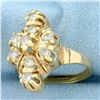 Image 2 : Vintage Diamond Cocktail Statement Ring in 14K Yellow Gold