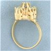 Image 3 : Vintage Diamond Cocktail Statement Ring in 14K Yellow Gold