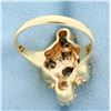 Image 4 : Vintage Diamond Cocktail Statement Ring in 14K Yellow Gold