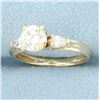 Image 2 : Round and Pear Diamond Engagement Ring in 14k Yellow Gold