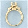 Image 3 : Round and Pear Diamond Engagement Ring in 14k Yellow Gold