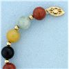 Image 2 : Multicolor Jade Ball Bead Bracelet in 14k Yellow Gold