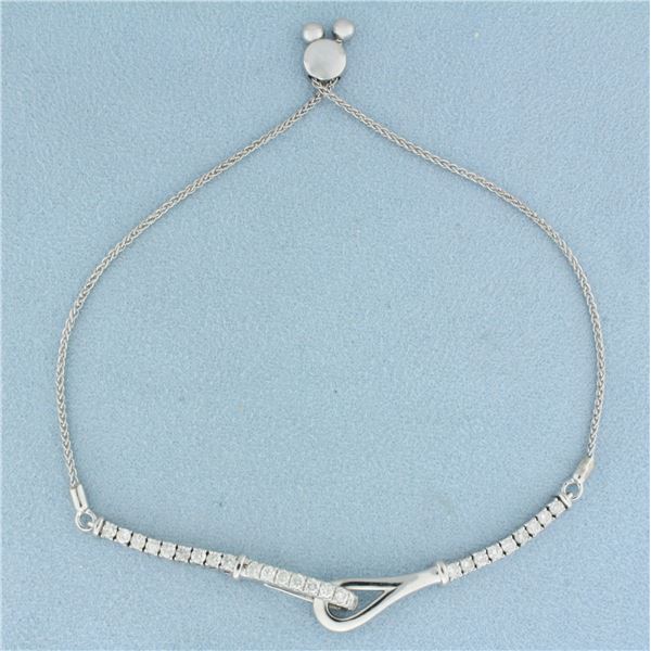 Adjustible Length Designer Diamond Bracelet In 14k White Gold