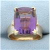 Image 1 : 12ct Amethyst and Diamond Statement Ring in 14k Yellow Gold