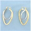 Image 3 : Abstract Heart Hoop Earrings in 14k White and Yellow Gold