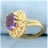 Image 2 : Vintage 5ct Amethyst Solitaire Ring in 14k Yellow Gold