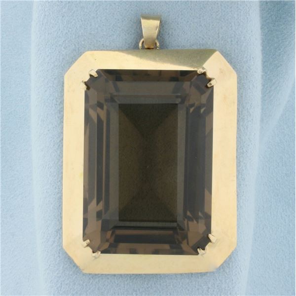 Huge 130ct Smokey Topaz Statement Pendant in 14k Yellow Gold