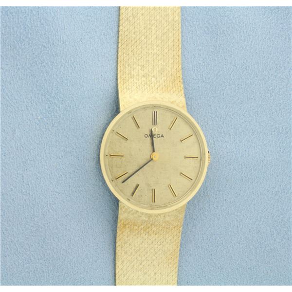 Vintage Omega Watch in Solid 14k Yellow Gold Case and Band