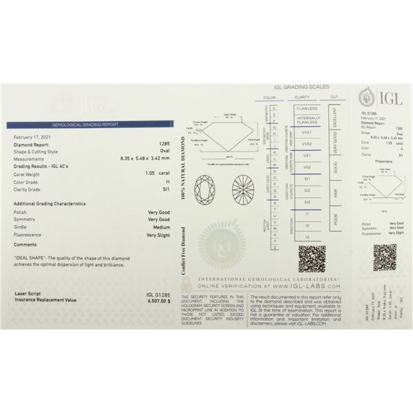 Certified Over 1ct Oval Natural Diamond