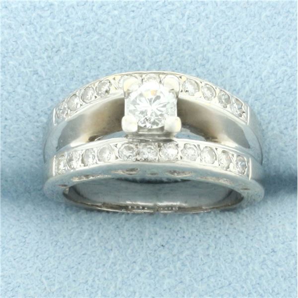 Diamond Engagement Ring with Cutout Hearts in 18k White Gold