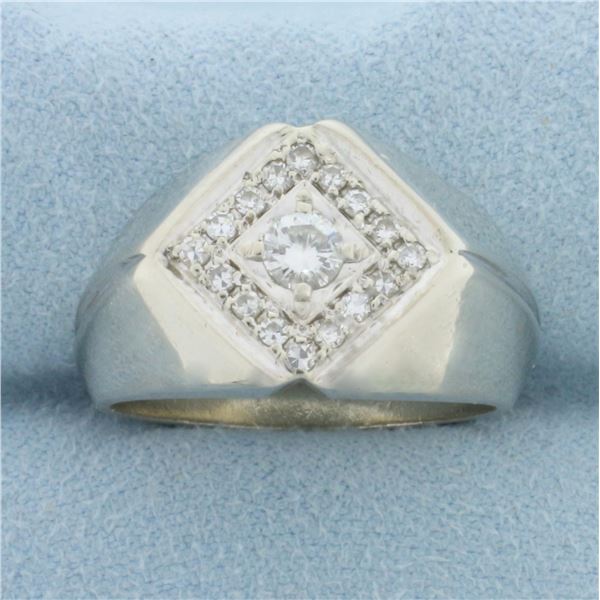 Mens Diamond Statement Ring in 14k White Gold