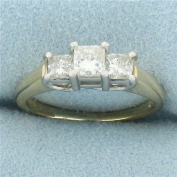 Princess Diamond Three Stone Wedding or Anniversary Ring in 14k Yellow Gold