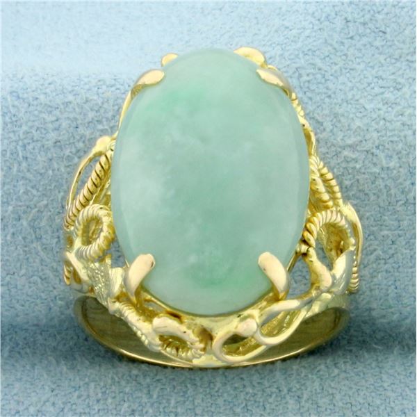Jade Solitaire Statement Ring in 14k Yellow Gold