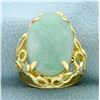 Image 1 : Jade Solitaire Statement Ring in 14k Yellow Gold
