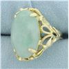 Image 2 : Jade Solitaire Statement Ring in 14k Yellow Gold