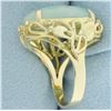 Image 3 : Jade Solitaire Statement Ring in 14k Yellow Gold