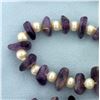 Image 2 : 24 Inch Pearl and Amethyst Bead Necklace with 10k Yellow Gold Clasp