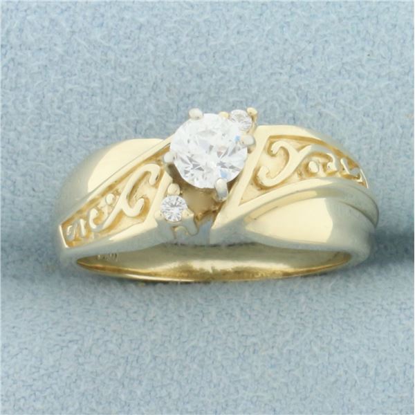 Vintage Old European Diamond Engagement Ring in 14k Yellow Gold