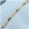Image 1 : Emerald and Diamond Bracelet in 14k Yellow Gold